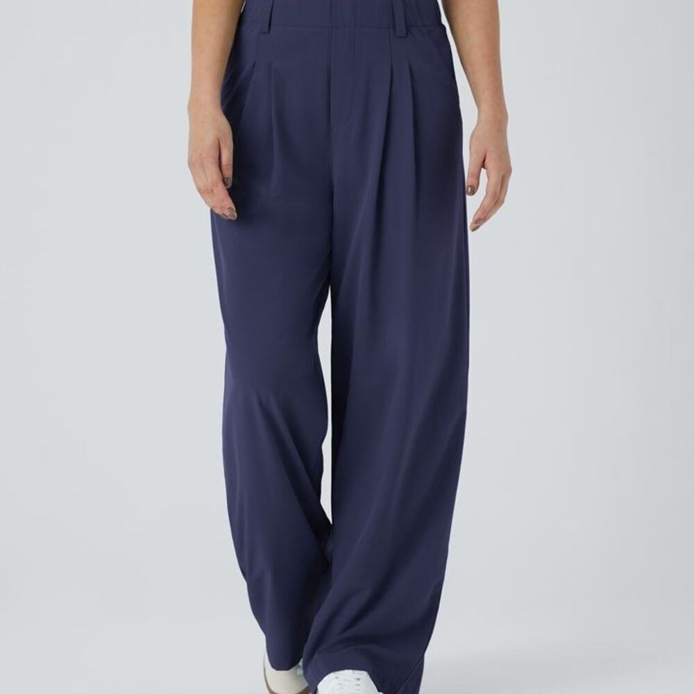 Halara High Waisted Pocket Wide Leg Baggy Pants Large NWT Flowy Solid Palazzo